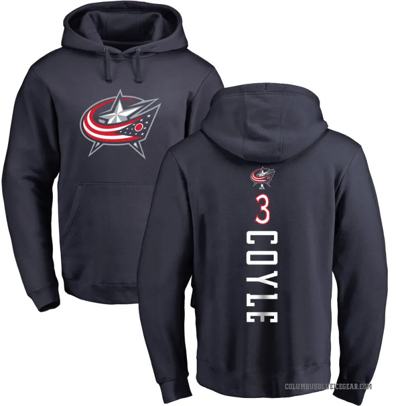 Charlie Coyle Men's Navy Columbus Blue Jackets Branded Backer Pullover Hoodie