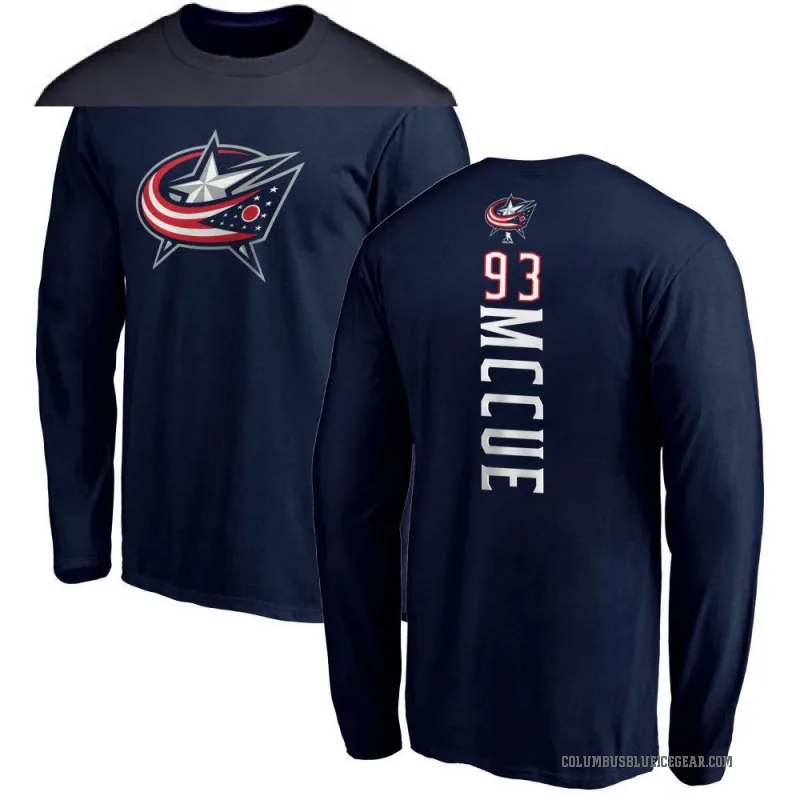 Max McCue Men's Navy Columbus Blue Jackets Backer Long Sleeve T-Shirt -