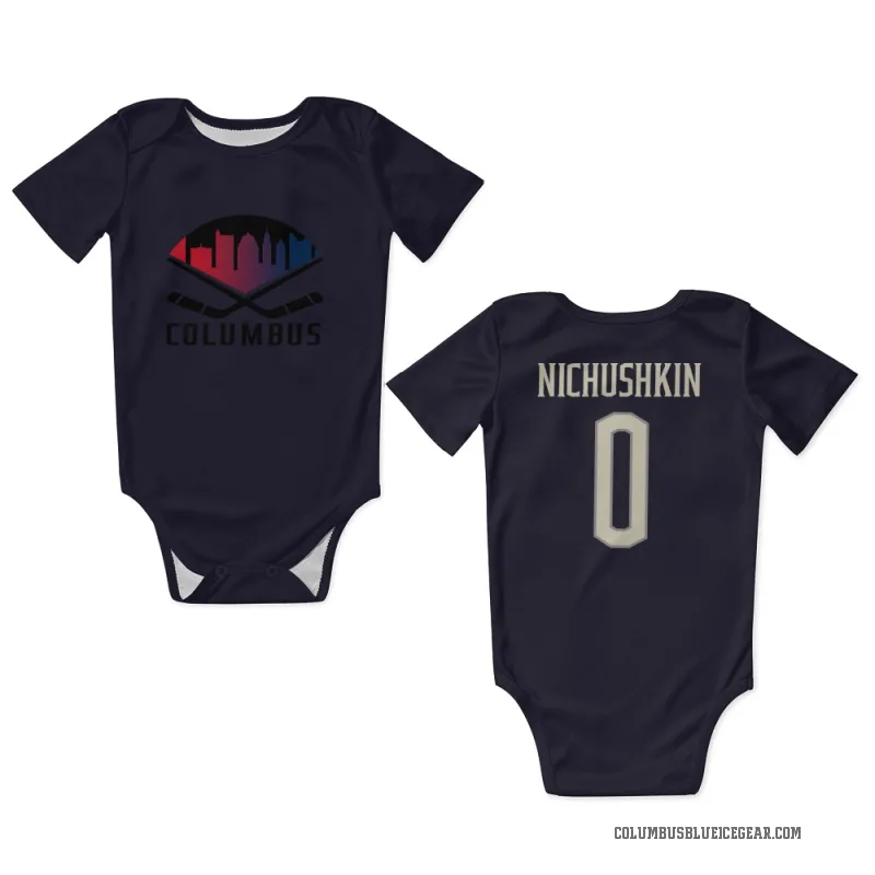 Valeri Nichushkin  Cream Columbus Blue Jackets   Navy  Newborn & Infant Bodysuit